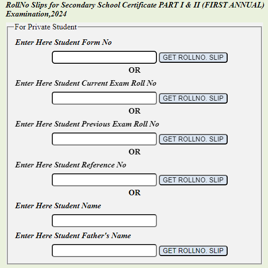 Download BISE Lahore Board 10th Class Roll Number Slip 2024